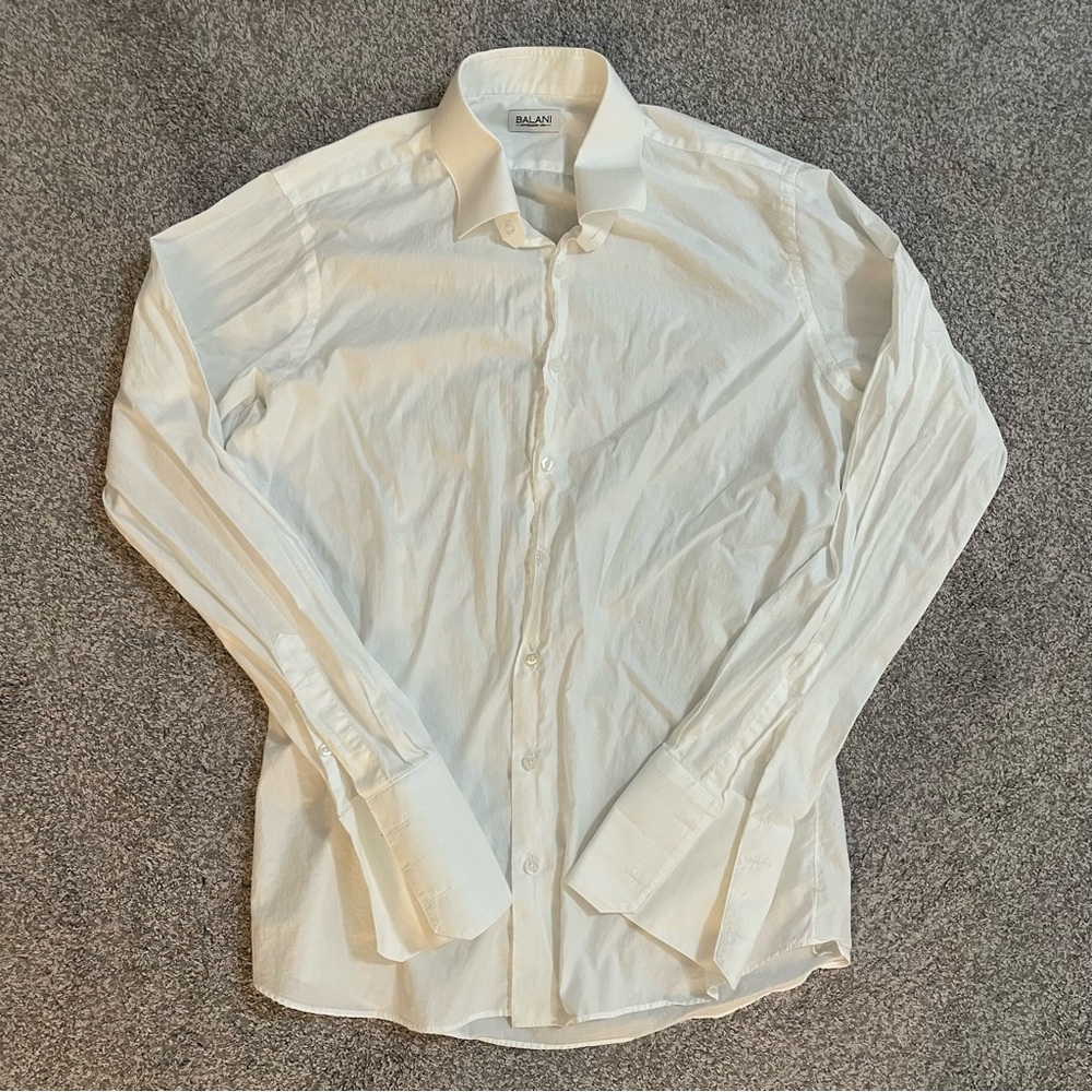 Balani Men's Size 44" Chest White Long Sleeve Button Up Dress Shirt